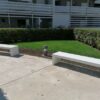 Parkbank Versilia 13 Minimalistische betonnen U bank kleur wit
